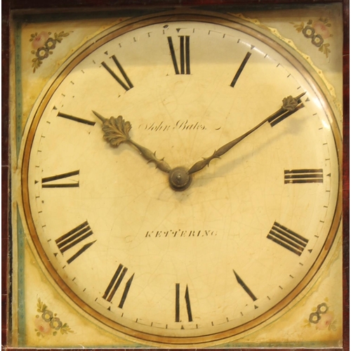 1282 - A George III mahogany crossbanded oak longcase clock, 28cm square painted dial inscribed John Bates,... 