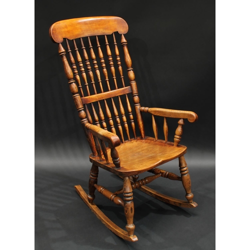 1307 - A 19th century ash and elm spindle back rocking chair