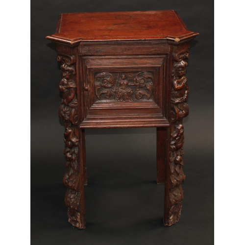 1336 - A 19th century Historicist oak bedroom cabinet, incorporating repurposed 17th century carvings, moul... 