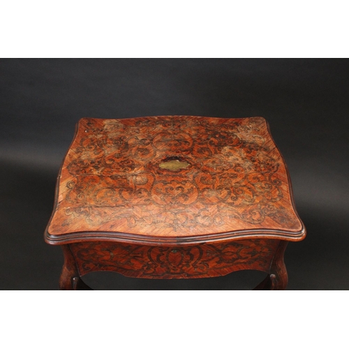 1346 - A 19th century French kingwood, rosewood and marquetry shaped serpentine combination dressing and wo... 