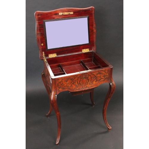 1346 - A 19th century French kingwood, rosewood and marquetry shaped serpentine combination dressing and wo... 