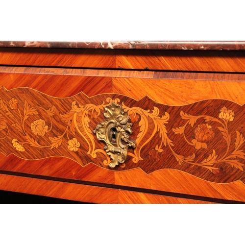 1349 - A 19th century French Louis XV Revival kingwood, rosewood and marquetry secretaire a abbattant, ross... 