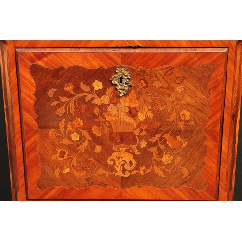 1349 - A 19th century French Louis XV Revival kingwood, rosewood and marquetry secretaire a abbattant, ross... 