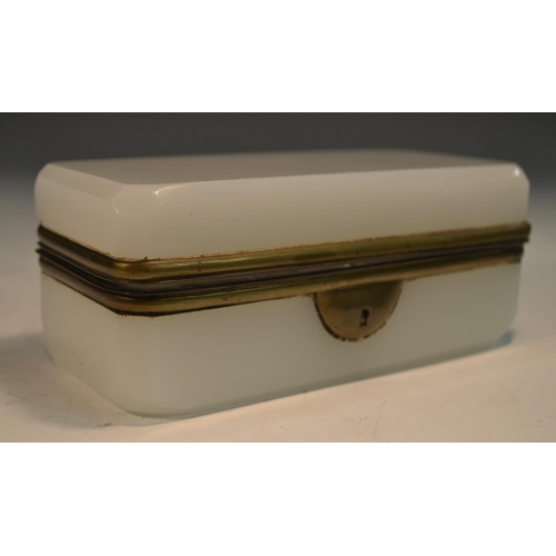 1350 - A 19th century French opaque glass canted rectangular casket, hinged cover, 15cm wide, c.1870