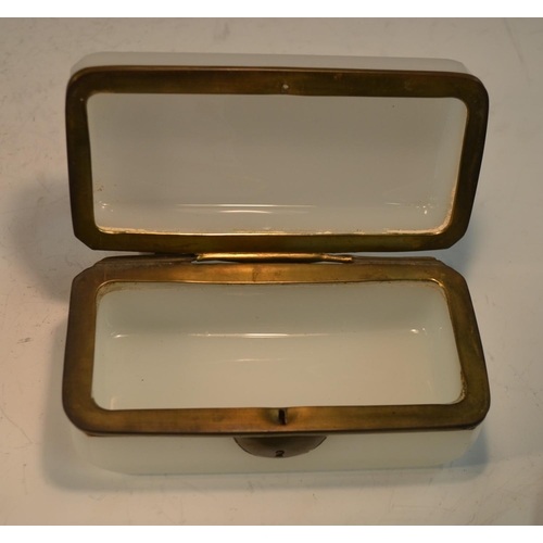 1350 - A 19th century French opaque glass canted rectangular casket, hinged cover, 15cm wide, c.1870