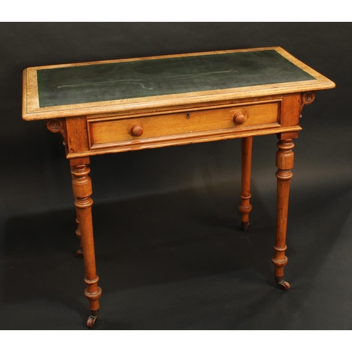 1352 - An Aesthetic Movement period ash rounded rectangular writing table, by Robson & Sons, Newcastle on T... 