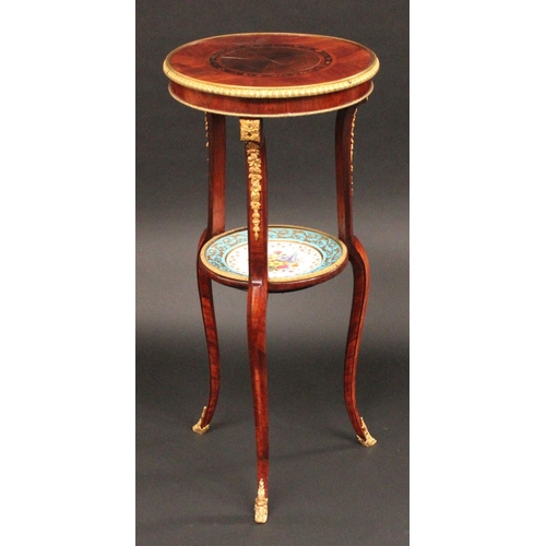 1357 - A 19th century gilt metal mounted kingwood, rosewood and marquetry boudoir gueridon, quarter-veneere... 