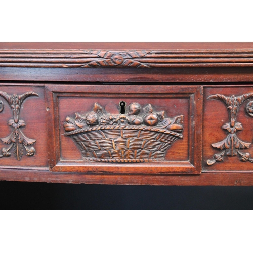 1374 - A 19th century mahogany bow fronted sideboard, in the Chippendale Rococo taste, slightly oversailing... 