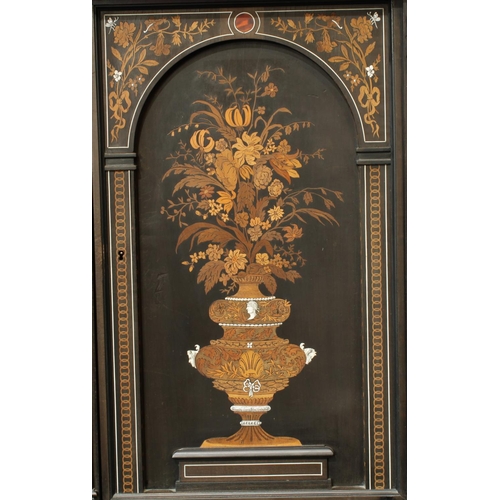 1381 - A 19th century marquetry 'Wunderkammer' side cabinet, moulded top above an architectural arrangement... 