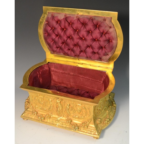 1388 - A 19th century ormolu rectangular casket, cast with classical figures and acanthus scrolls and fruit... 