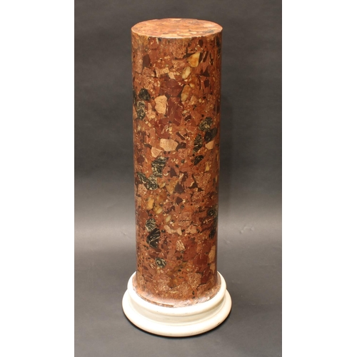 1395 - A 19th century scagliola columnar statuary pedestal, waisted circular base, 101cm high, 27.5cm diame... 