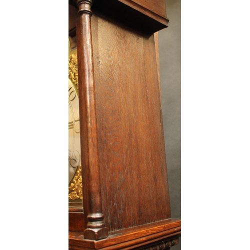 1533 - A George III oak longcase clock, 30cm arched brass dial inscribed Blackett Wallace, Brampton, Roman ... 