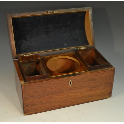 1544 - A George III partridgewood domed rectangular  tea caddy, satinwood and boxwood strung, the interior ... 