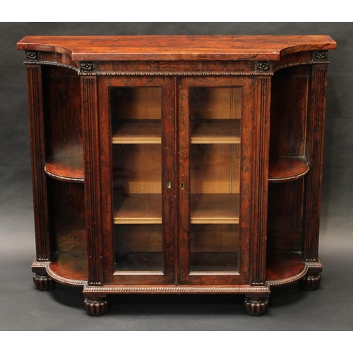 1559 - A George IV rosewood library side cabinet, of small proportions, by Gillows, Lancaster, stamped, sli... 