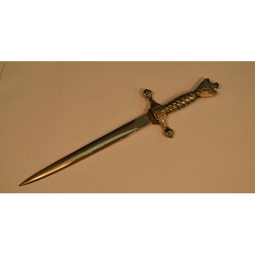 1568 - A German novelty letter knife, as a Kriegsmarine dagger, 21.5cm long