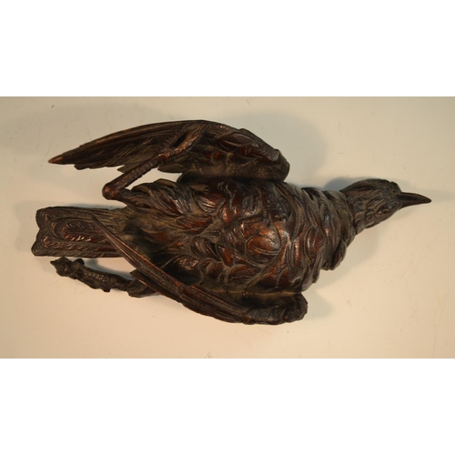 1649 - A pair of 19th century Black Forest trompe-l'il carvings, of dead game, 29cm and 25.5cm long