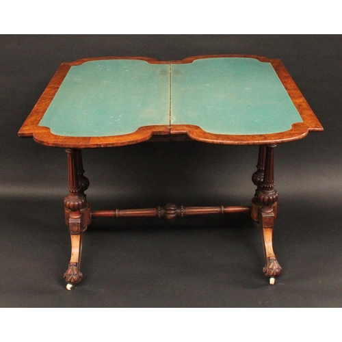 1751 - A Victorian burr walnut and marquetry combination writing and card table, folding top with inset too... 