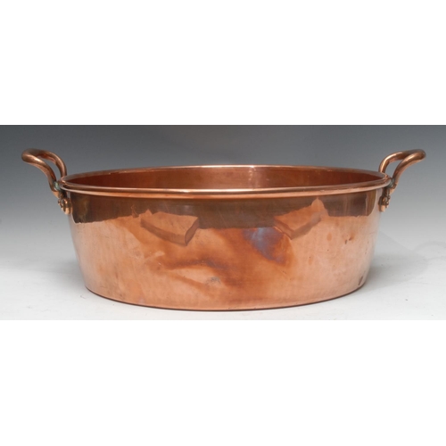 2060 - A substantial 19th century twin-handle copper bowl, 48cm diam