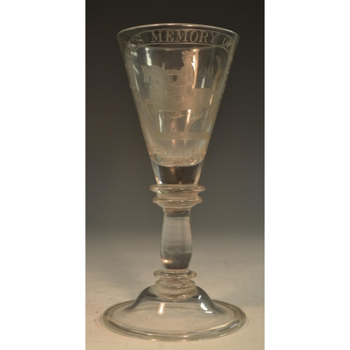 225 - Ireland and the Williamite War - Battle of the Boyne, an Irish commemorative wine glass, The Gloriou... 