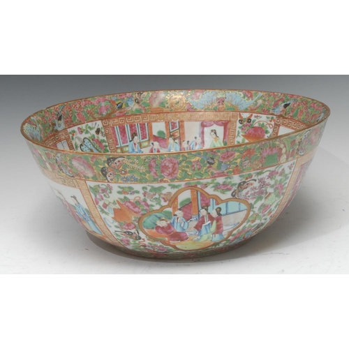 279 - A Chinese famille verte circular punch bowl, typically painted in polychrome enamels with traditiona... 