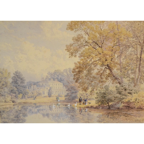 394 - H Ward (19th Century) Stately Home signed, dated 1871, watercolour, 26cm x 38cm