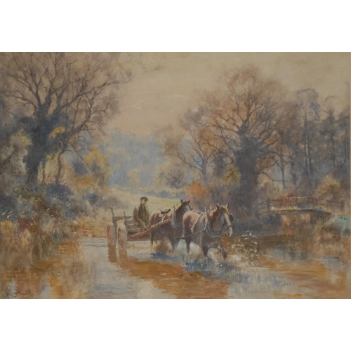 399 - Ernest Pile Bucknall (1861-1919) Crossing The Ford  signed, watercolour, 38cm x 53cm