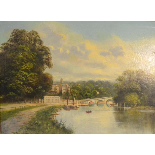 400 - Lewis (19th Century) Boating on the River signed, oil on canvas, 36cm x 49cm