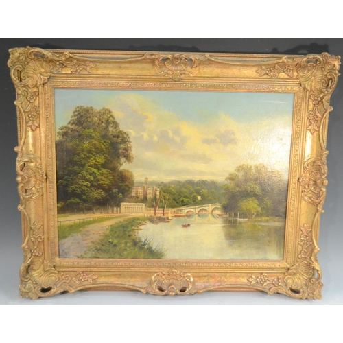 400 - Lewis (19th Century) Boating on the River signed, oil on canvas, 36cm x 49cm