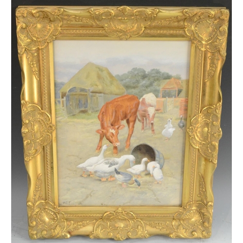 421 - English School (late 19th century/early 20th century) Spoils Among Friends, a farmyard scene  monogr... 