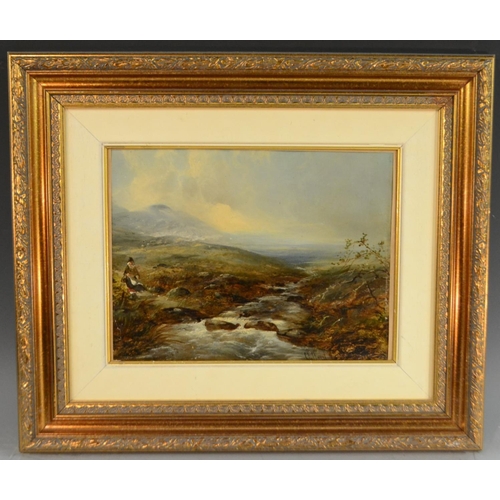 457 - Clifford Montague (fl. 1883 - 1900) A Moorland Stream signed, oil on canvas, 22cm x 29cm