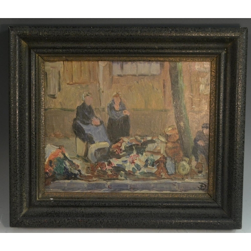 483 - French Impressionist School (early 20th century) A Parisian Flea Market  monogrammed, oil on canvas,... 