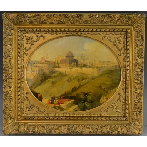 499 - Orientalist School (19th century) Jerusalem, the background centred by the Dome and the Rock oval, o... 