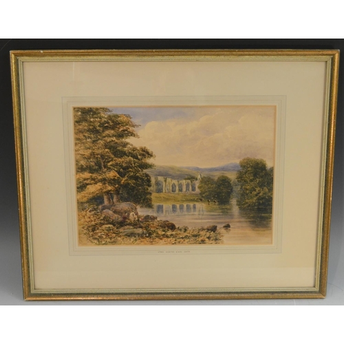 563 - David Cox (1783-1859) Bolton Abbey and the River Wharfe, Yorkshire  signed, watercolour, 26.5cm x 37... 