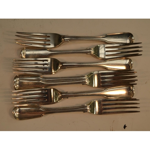 615 - A George IV and later Fiddle and Thread pattern pattern service, comprising ten table spoons, twelve... 