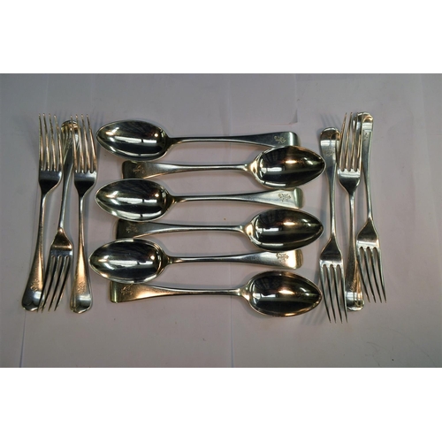 623 - A set of six Hanoverian pattern dessert forks, John Round, Sheffield 1898; a set of six similar dess... 