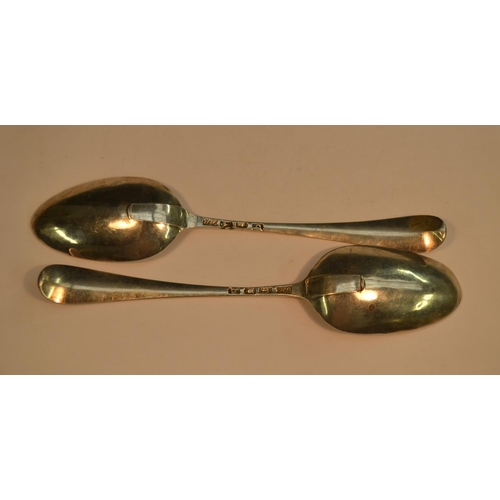 629 - Hester Bateman - a pair of George III silver Old English pattern table spoons, London 1777