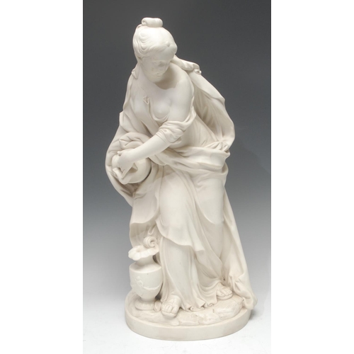 68 - A Minton Parian figure, of a young woman, modelled by A.Carrier, standing, emptying one ewer into an... 