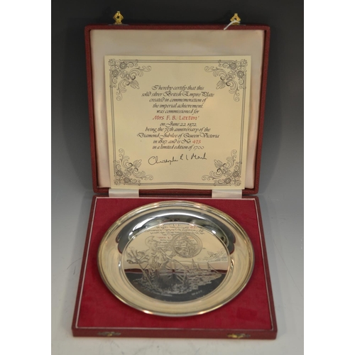 876 - An Elizabeth II silver circular commemorative salver, the British Empire Plate, produced to commemor... 