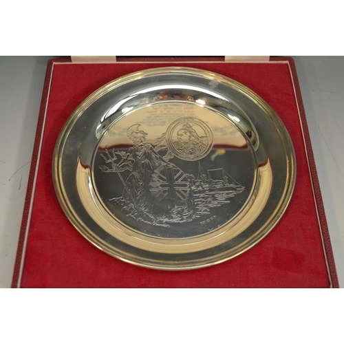 876 - An Elizabeth II silver circular commemorative salver, the British Empire Plate, produced to commemor... 