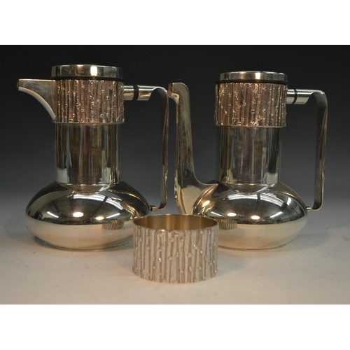 894 - Brian Asquith (1930 - 2008) - an Elizabeth II silver three piece cafe au lait service, comprising co... 