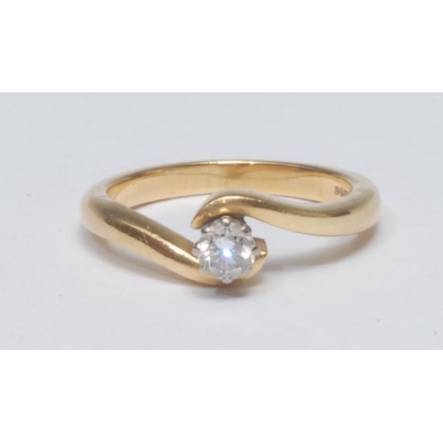 987 - A  contemporary diamond solitaire ring, round brilliant cut diamond approx 0.30ct, assessed clarity ... 