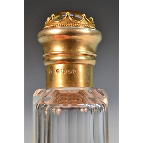 1129 - Asprey - a Victorian silver-gilt and Essex rock crystal mounted double-ended scent bottle, hinged an... 