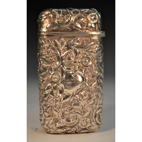 860 - An early Victorian silver castle top cigar case, embossed with a view of Abbotsford, Home of Sir Wal... 