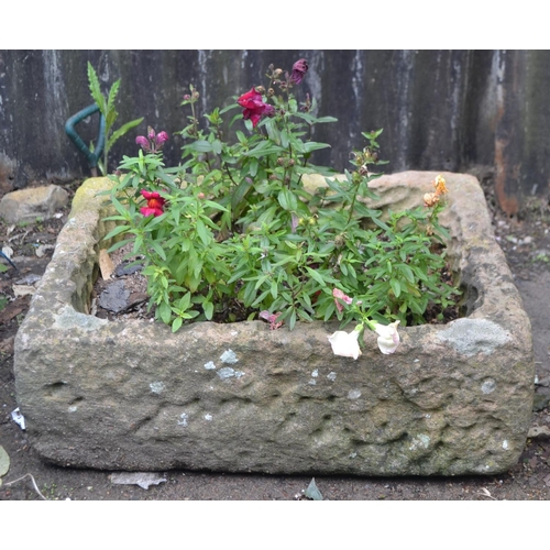 1296 - A 19th century  Derbyshire gritstone  trough, 19cm high, 39cm wide, 49cm deep