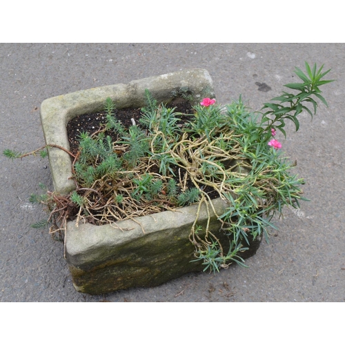 1297 - A 19th century  Derbyshire gritstone  trough, 27cm high, 42cm square