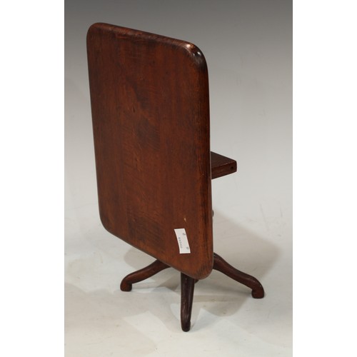 61 - A miniature apprentice type mahogany tilt top table, turned support, tripod base, 15cm high; an oval... 