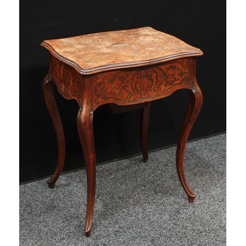 77 - A 19th century French kingwood, rosewood and marquetry shaped serpentine combination dressing and wo... 