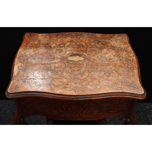 77 - A 19th century French kingwood, rosewood and marquetry shaped serpentine combination dressing and wo... 