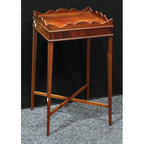 79 - A George III design mahogany 'kettle stand' type silver table, of small proportions, with slide, 74c... 