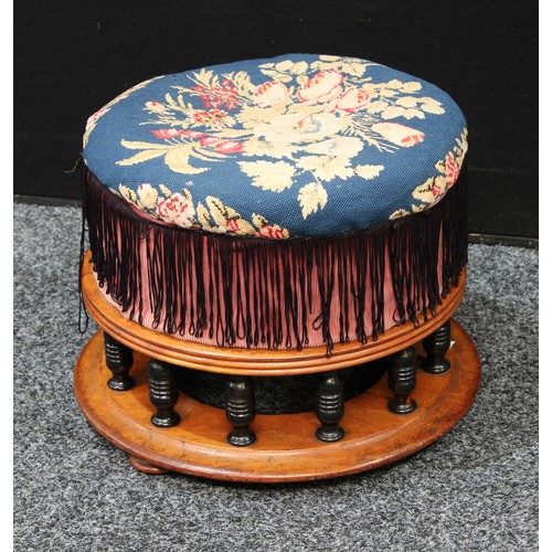 88 - An unusual Victorian walnut and ebonised footstool, c.1880